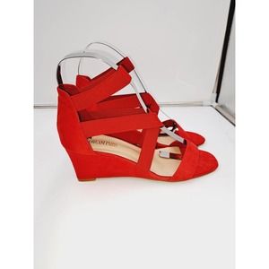 Dream Pairs Red Women's Elastic Ankle Strap Low Wedge Sandals 10